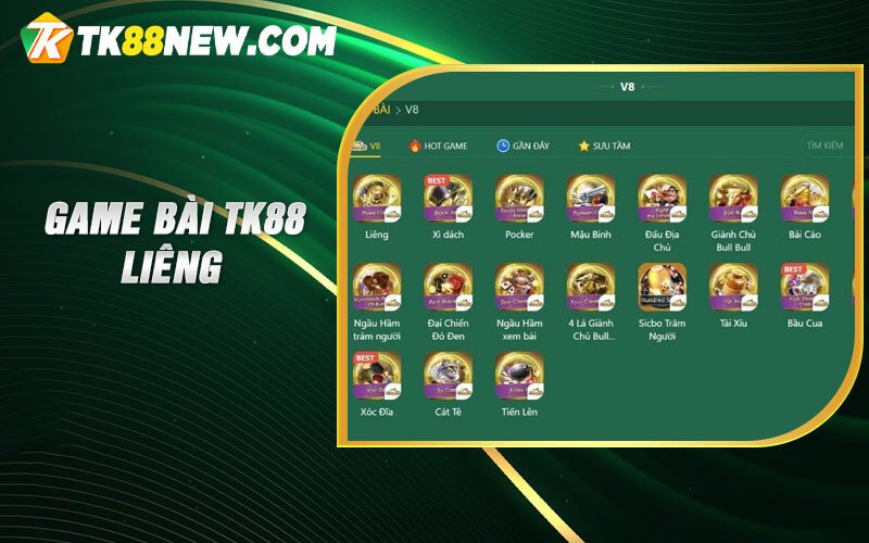 Game Bài Tk88 - Sảnh Đổi Thưởng Xanh Chín Cực Hot 2023 5 Game bài TK88 liêng